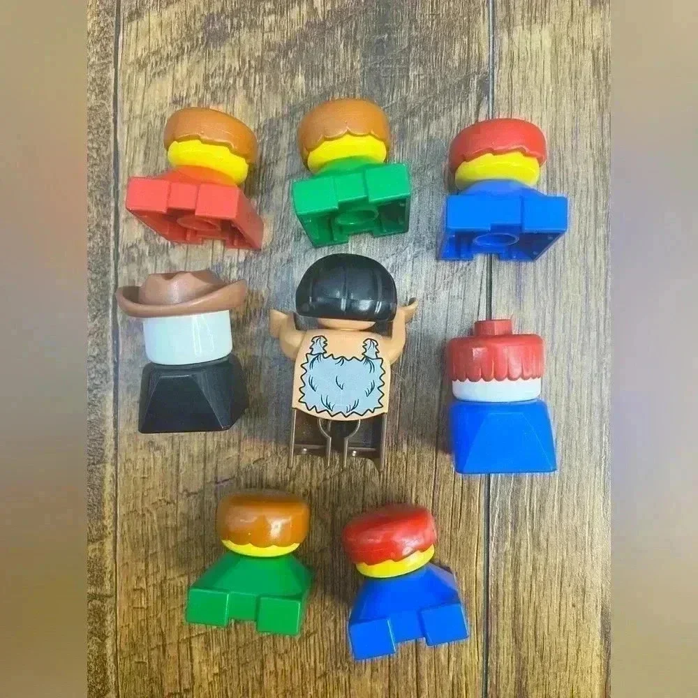 Lego Duplo Vintage Lot of 8 Duplo people , Cowboy, cave woman, school kids